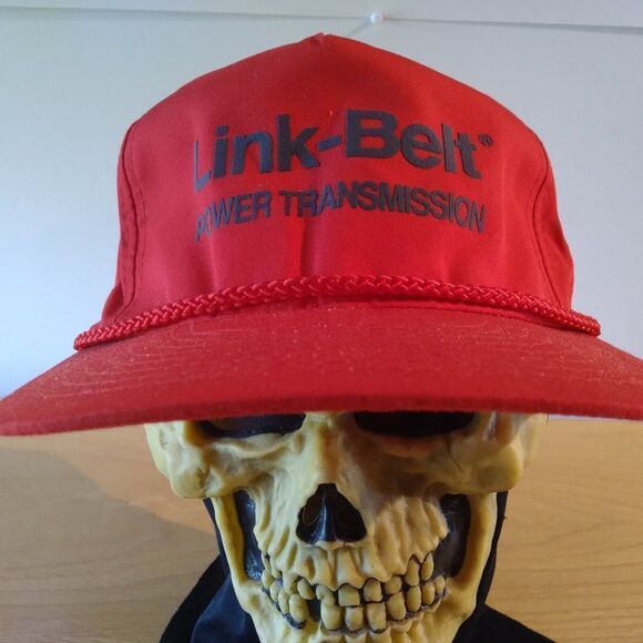 Deadstock Vintage Link-Belt Power Transmission Rope Snap Back Trucker Hat - Picture 1 of 8